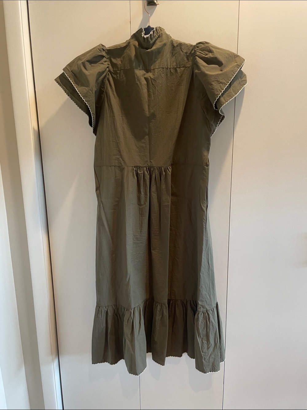 Tuckernuck Olive Green Ruffle-Trim Button Front Dress - Picture 7 of 8
